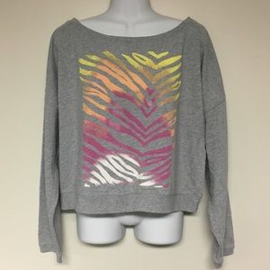 PINK by Victoria’s Secret Gray zebra crop sweater